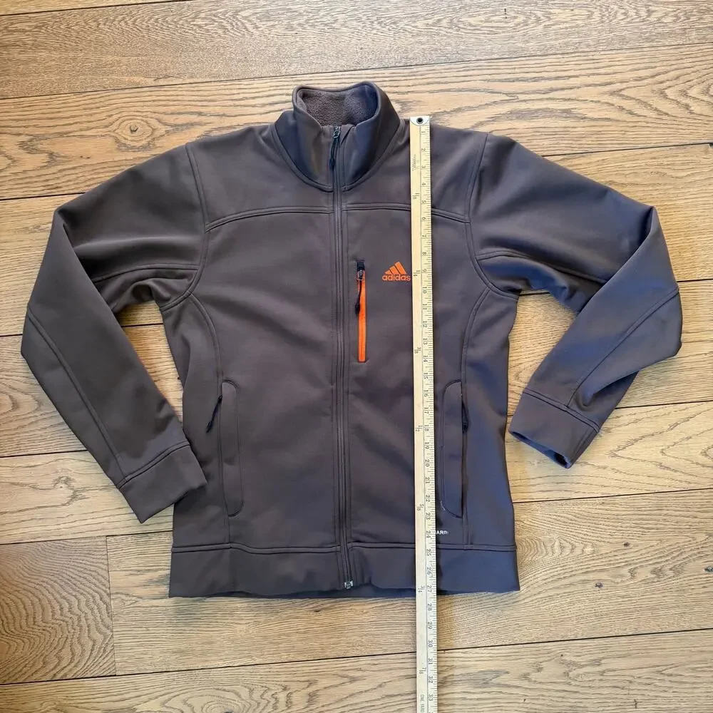 Adidas ClimaWarm Brown Full Zip Jacket Men’s SZ M Thumbholes Outdoor Activewear